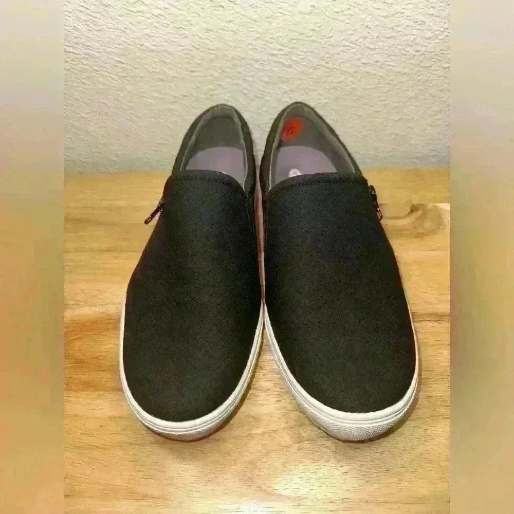 Dr. Scholl's Women's Black Metro Zip-Up Faux Leather Comfortable Sneakers Sz 9.5